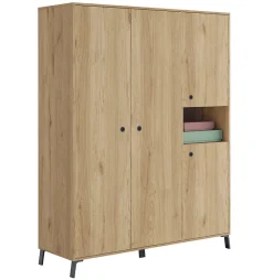 Pegane Chambre à coucher adulte coloris chêne doré ( armoire + 2 chevets + Tête de lit )