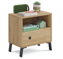 Pegane Chambre à coucher adulte coloris chêne doré ( armoire + 2 chevets + Tête de lit )