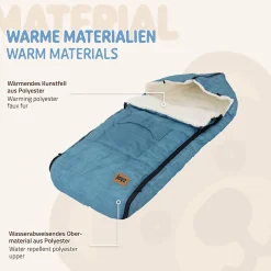 Joyz Chancelière pour poussette bébé 94x48x10 cm bleu jeans en polyester imperméable lavable à 40 grades Clearance