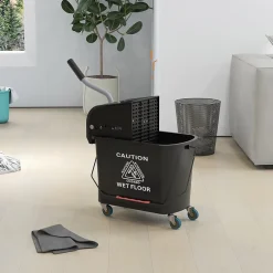 Homcom Chariot de nettoyage lavage seau de ménage 20 L avec essoreur et séparateur eau sale propre noir Outlet