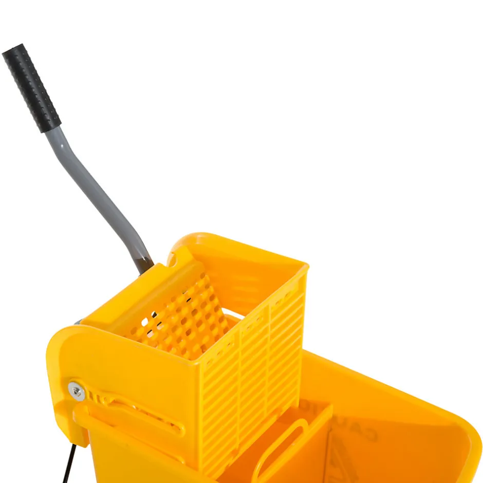 Homcom Chariot de nettoyage lavage seau de ménage 20 L avec essoreur et séparateur eau sale propre jaune