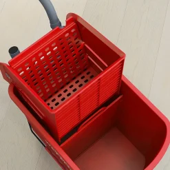 Homcom Chariot de nettoyage lavage seau de ménage 20 L avec essoreur et séparateur eau sale propre rouge