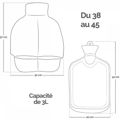 Vivezen Chauffe pieds bouillotte douce 3 litres, déhoussable et antidérapant -