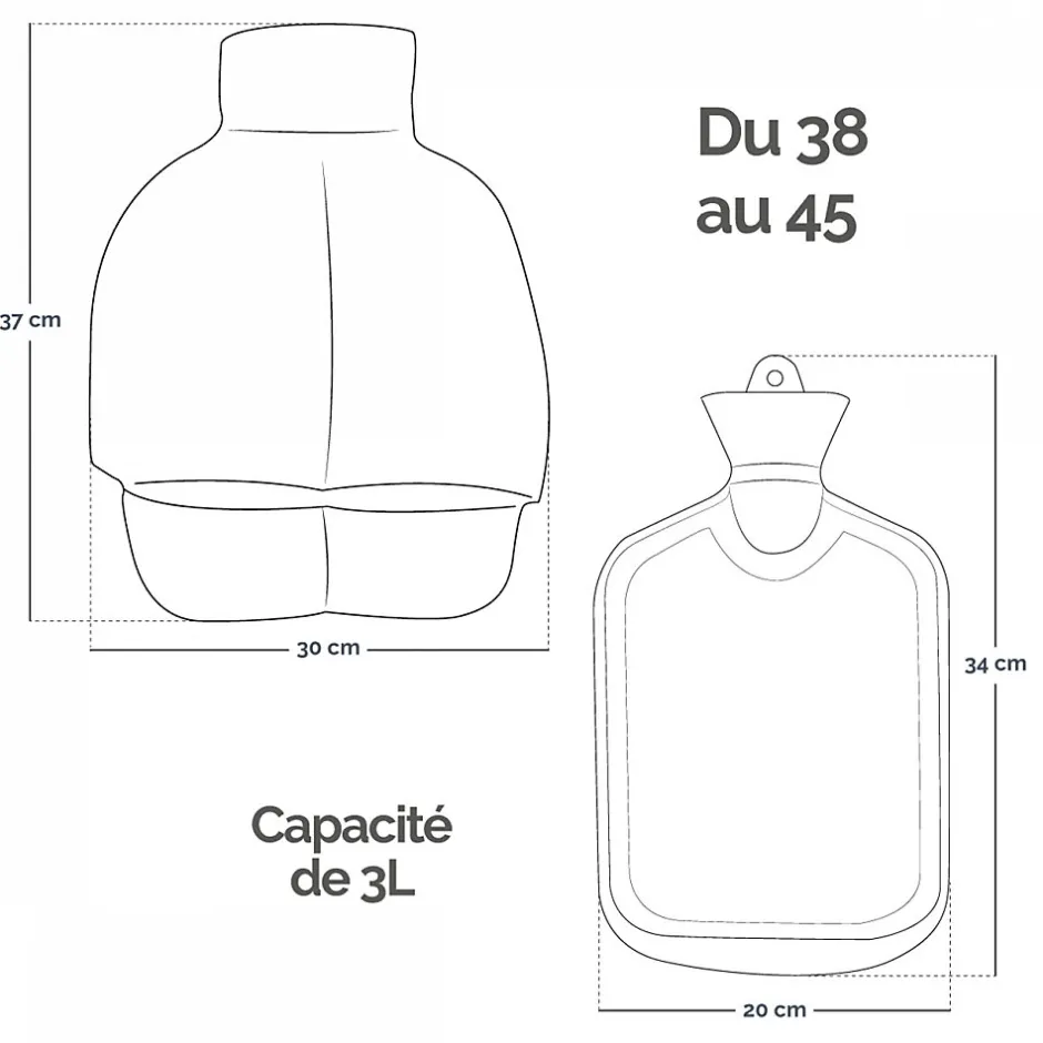 Vivezen Chauffe pieds bouillotte douce 3 litres, déhoussable et antidérapant -