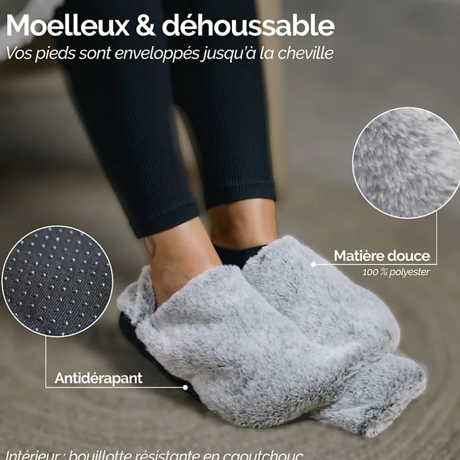 Vivezen Chauffe pieds bouillotte douce 3 litres, déhoussable et antidérapant -