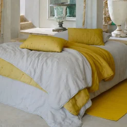 Linnea Chemin de lit capitonné en mousseline de coton 80x200 cm ANDROS jaune jasmin
