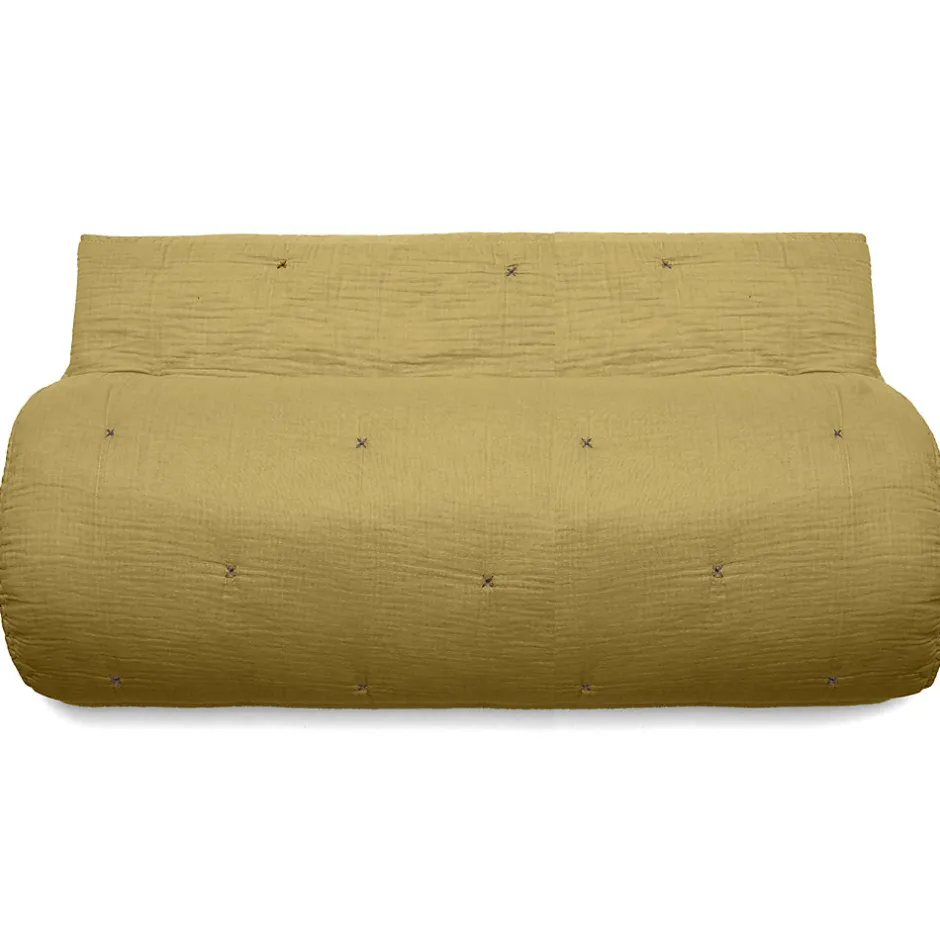 Linnea Chemin de lit capitonné en mousseline de coton 80x200 cm ANDROS jaune jasmin