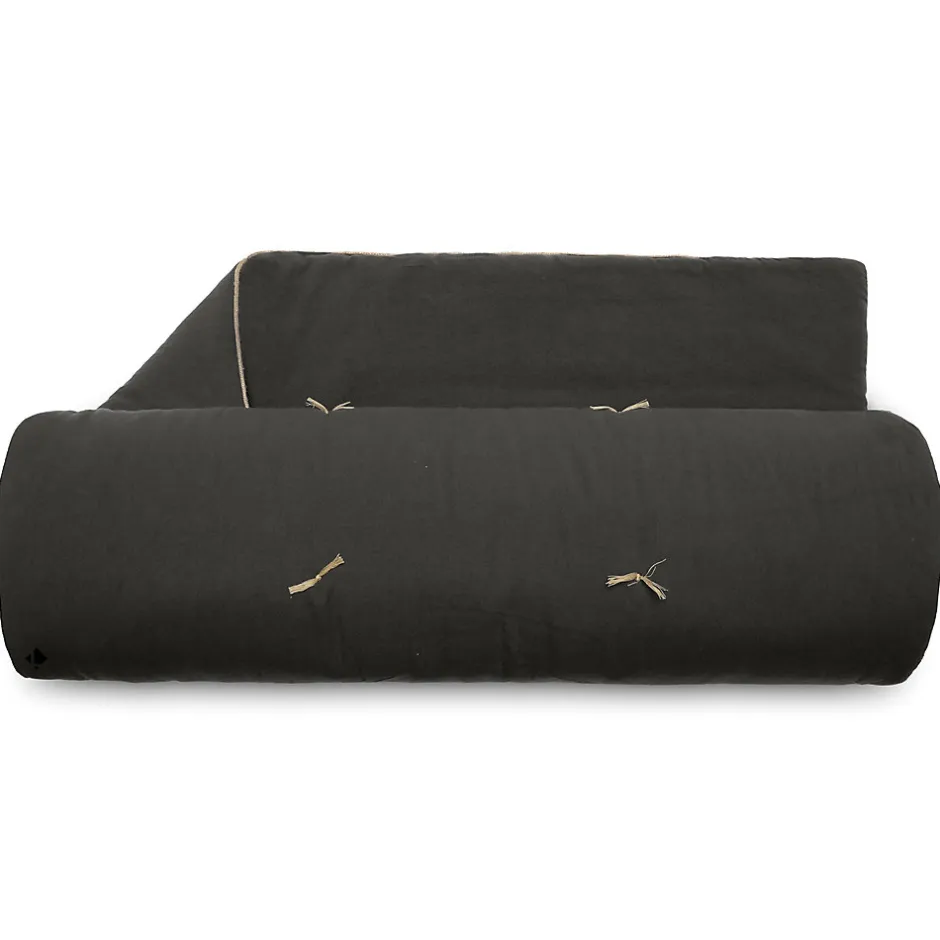 Linnea Chemin de lit coton lavé 80x200 cm HONO DÉCO noir caviar