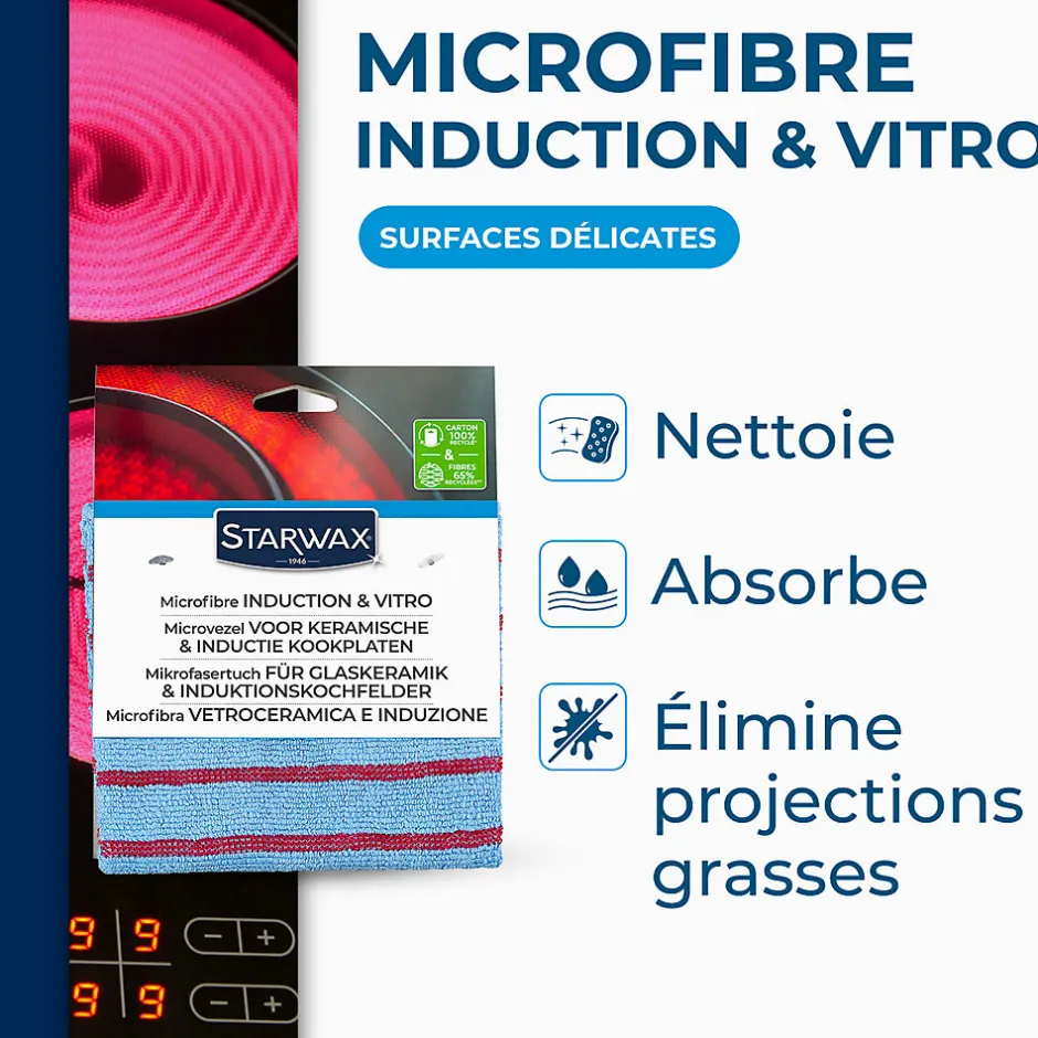 Starwax Chiffon microfibre spéciale vitrocéramique et induction