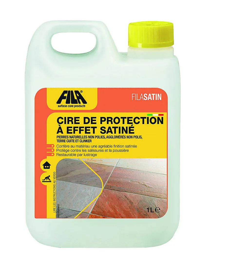 Fila Cire de protection satinée SATIN - Auto-lustrante - Pour Pierres Naturelles et Terre Cuite - Le Bidon de 1 Litre