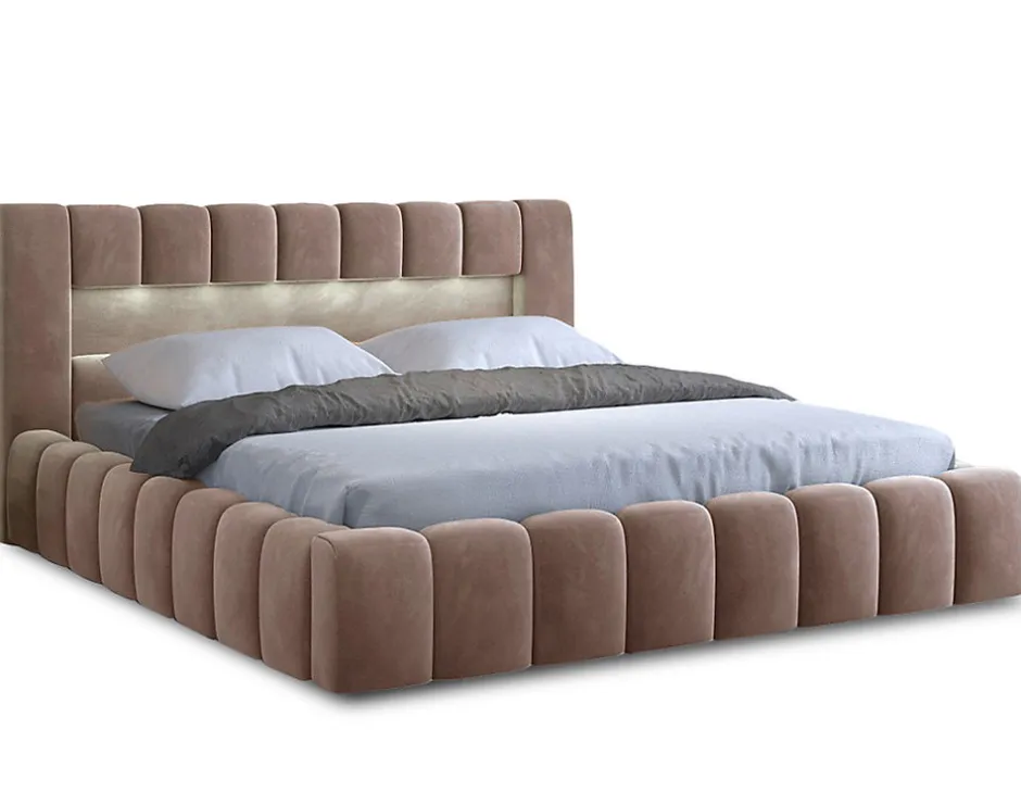 Best Mobilier Cleo - lit coffre avec led - 160x200 cm - sommier inclus - en velours -