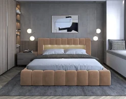 Best Mobilier Cleo - lit coffre avec led - 160x200 cm - sommier inclus - en velours -