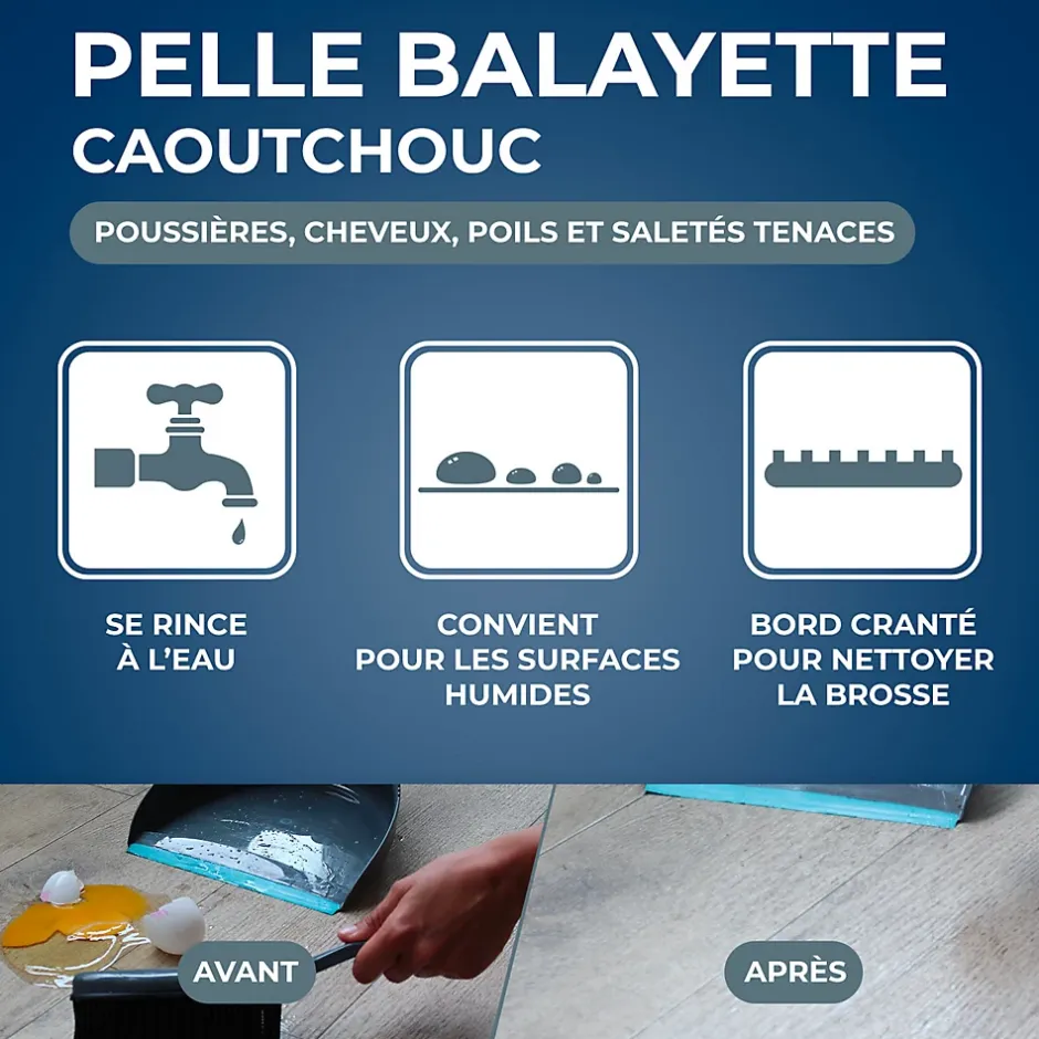 Starwax Combiné pelle-balayette caoutchouc gris et bleu l.22,5 x H.22 x P.9cm Hot