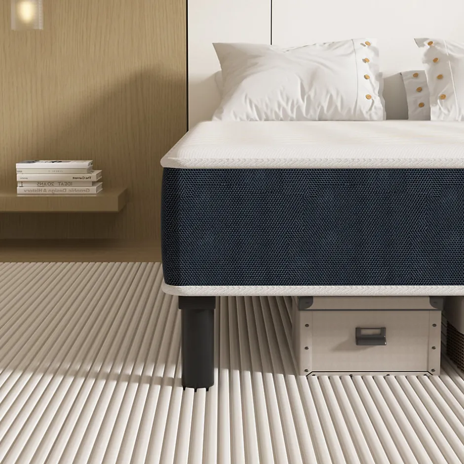 Teeno Combinaison lit matelas 120x190 cm, Matelas a mousse+ Cadre de Lit en Fer, Comprenant 9 pieds, Epaisseur du matelas 15 cm
