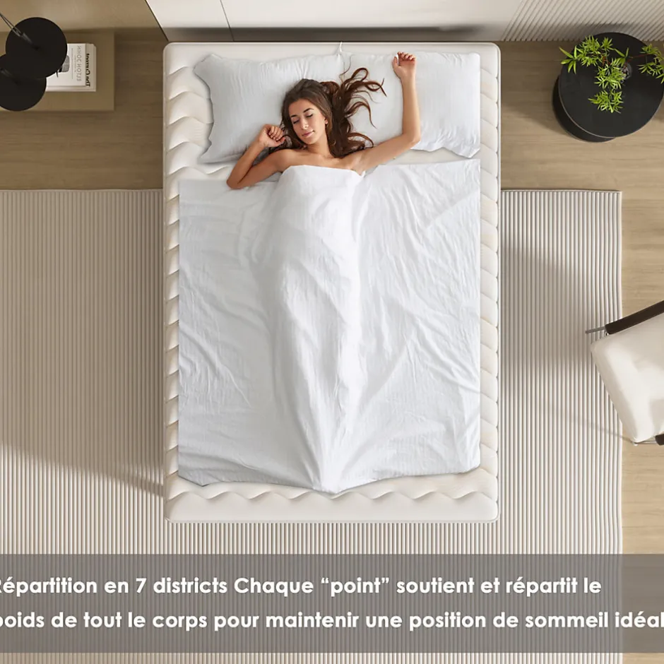 Teeno Combinaison lit matelas 120x190 cm, Matelas a mousse+ Cadre de Lit en Fer, Comprenant 9 pieds, Epaisseur du matelas 15 cm
