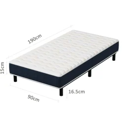 Teeno Combinaison lit matelas 90x190 cm, Matelas à Mémoire de Forme + Cadre de Lit en Fer, Comprenant 6 pieds, Epaisseur du matelas 15