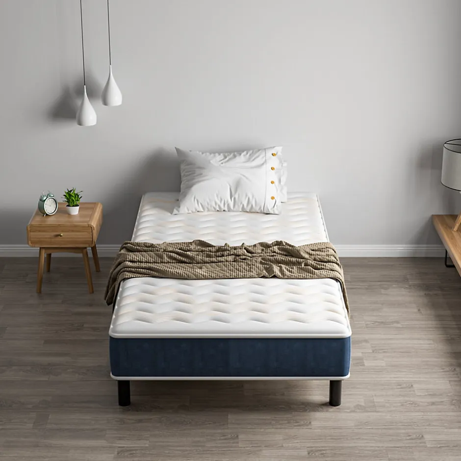 Teeno Combinaison lit matelas 90x190 cm, Matelas à Mémoire de Forme + Cadre de Lit en Fer, Comprenant 6 pieds, Epaisseur du matelas 15