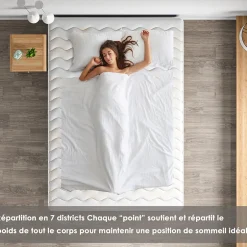 Teeno Combinaison lit 140x190 cm, matelas en mousse à mémoire de forme de 15 cm d'épaisseur + cadre de lit en fer, 9 pieds