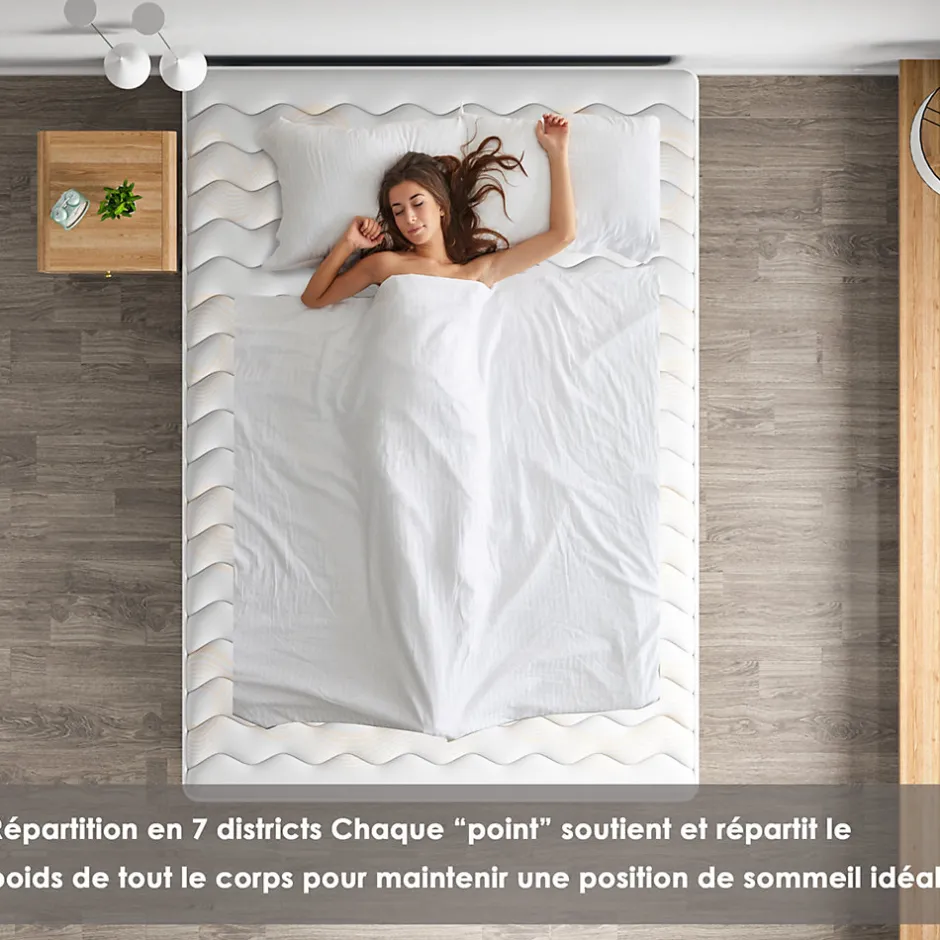 Teeno Combinaison lit 140x190 cm, matelas en mousse à mémoire de forme de 15 cm d'épaisseur + cadre de lit en fer, 9 pieds