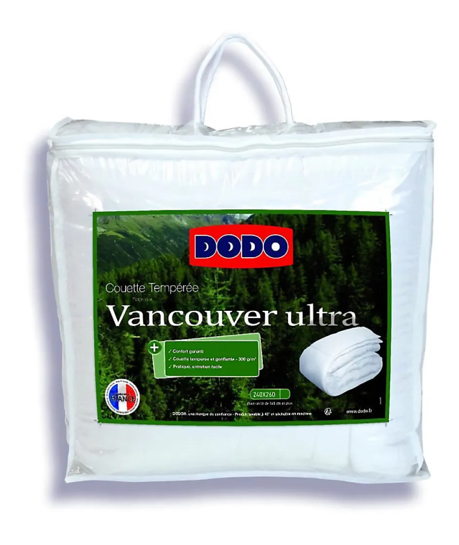 Dodo Couette 240 x 260 cm - - Tempérée - 100% fibre polyester - Pour 2 personnes - Blanc