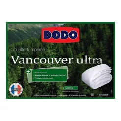 Dodo Couette 240 x 260 cm - - Tempérée - 100% fibre polyester - Pour 2 personnes - Blanc
