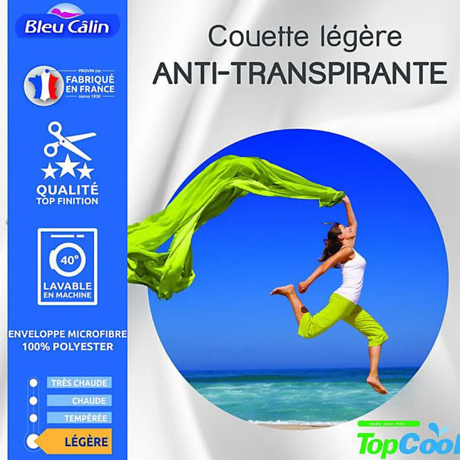Bleu Calin Couette anti transpirante 200 gr/m² 200 x 200 cm pour lit 120 x 190 cm