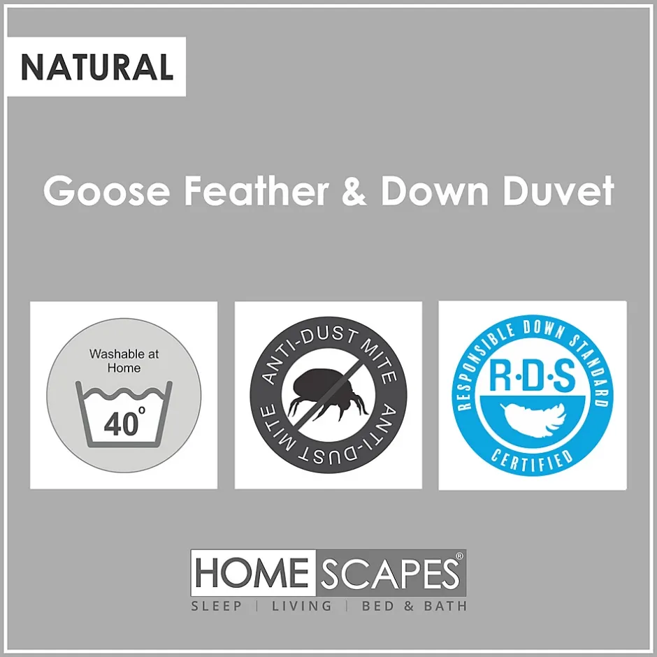 Homescapes Couette chaude 200 x 200 cm en duvet et plumes d'oie 13.5 Tog - Hot