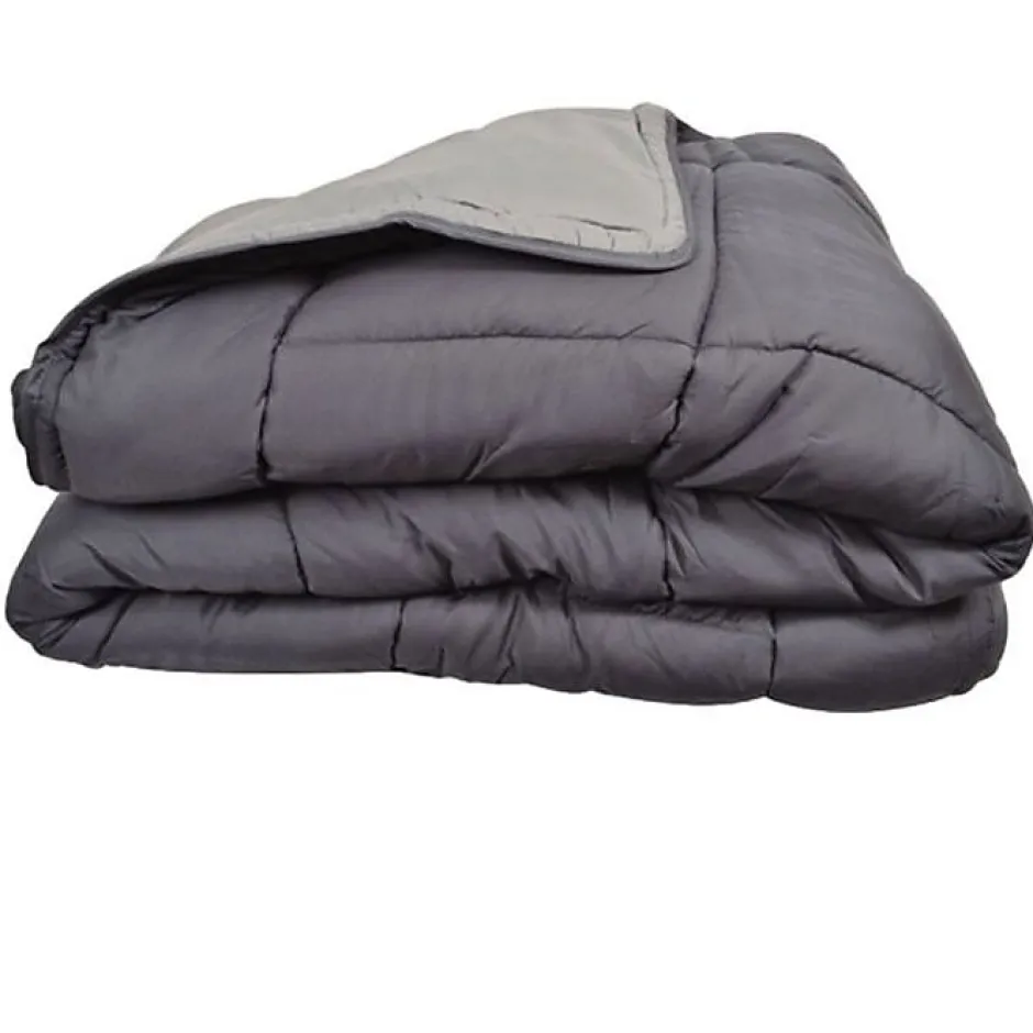 Toison d'Or Couette chaude Bicolore Gamme Microfibre "Cocoon Non feu - Norme NF EN ISO 12952" toutes dimensions - Cocoon Acier Arg New