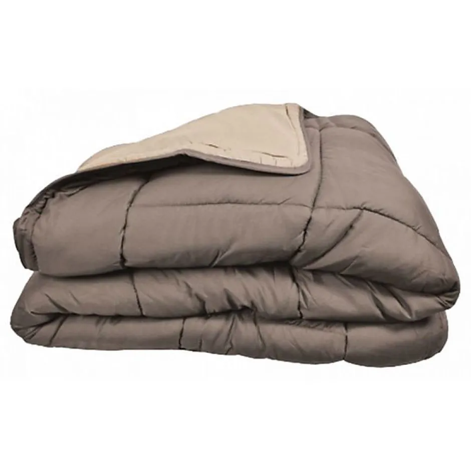 Toison d'Or Couette chaude Bicolore Gamme Microfibre "Cocoon Non feu - Norme NF EN ISO 12952" toutes dimensions - Cocoon Taupe Lin New