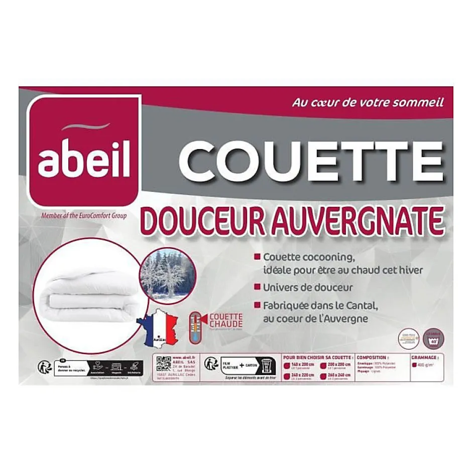 Abeil Couette chaude 400gr/m² Douceur Auvergnate - 140 x 200 cm - 1 personne - New