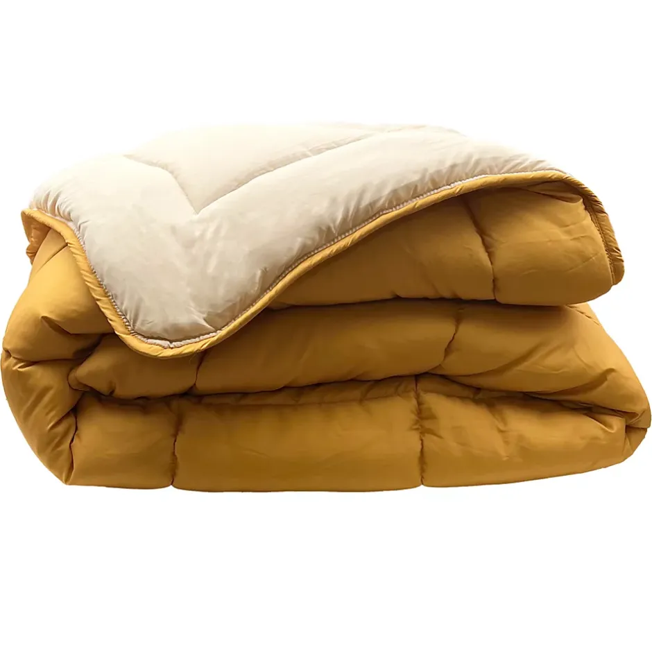 Toison d'Or Couette chaude microfibre bicolore 400 gr/m2 (160x220 cm - Jaune) New