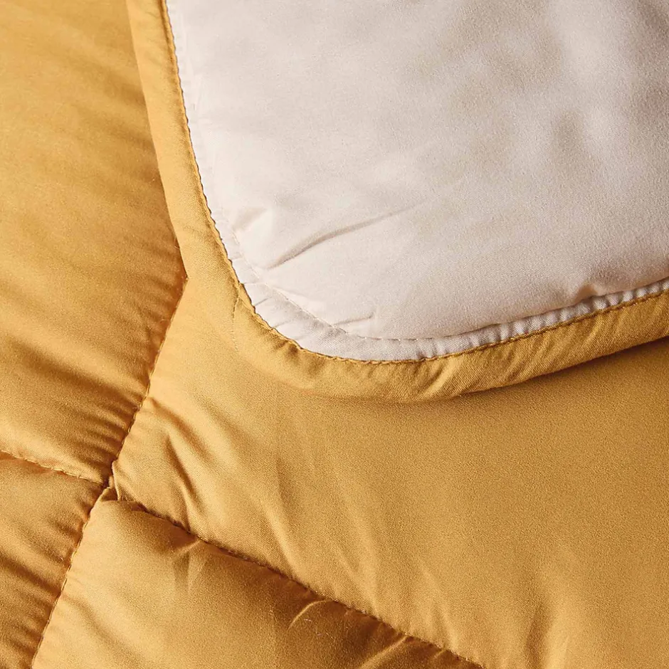 Toison d'Or Couette chaude microfibre bicolore 400 gr/m2 (160x220 cm - Jaune) New