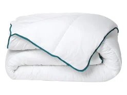 Vente-unique Couette chaude recyclée de DREAMEA en microfibre - 200 x 200 cm - 350 gr/ m² - Biais bleu - ROSA