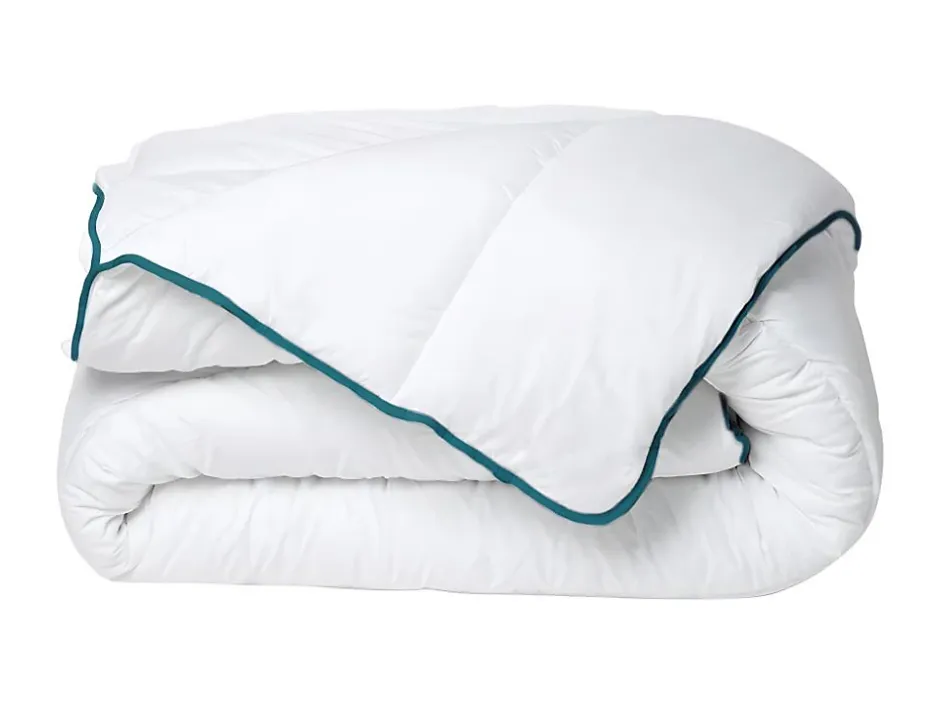 Vente-unique Couette chaude recyclée de DREAMEA en microfibre - 220 x 240 cm - 350 gr/ m² - Biais bleu - ROSA Sale