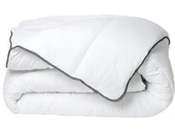 Vente-unique Couette Câline toucher soie 240 x 260 cm - 250 g/m² - Blanc biais gris - BIESYA