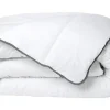 Vente-unique Couette Câline toucher soie 220 x 240 cm - 250 g/m² - Blanc biais gris- BIESYA New