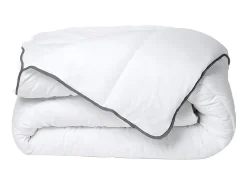 Vente-unique Couette Câline toucher soie 220 x 240 cm - 250 g/m² - Blanc biais gris- BIESYA New