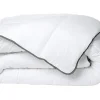 Vente-unique Couette Câline toucher soie 140 x 200 cm - 250 g/m² - Blanc biais gris - BIESYA