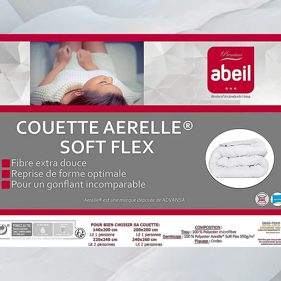 Abeil Couette de lit premium tempérée 350g blanc Aerelle soft flex Dimension - 140x200
