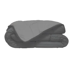 Poyet Motte Couette d'été en microfibre bicolore (260x240 cm - Gris clair)