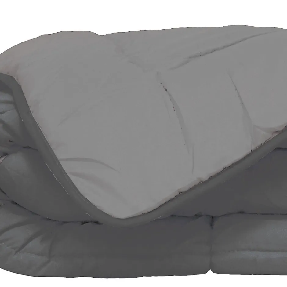 Poyet Motte Couette d'été en microfibre bicolore (260x240 cm - Gris clair)