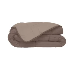 Poyet Motte Couette d'été en microfibre bicolore (240x220 cm - Taupe)