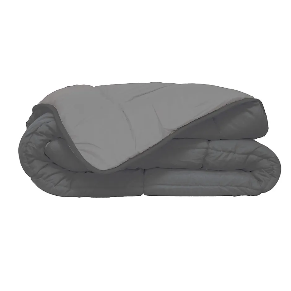 Poyet Motte Couette d'été en microfibre bicolore (140x200 cm - Gris clair)