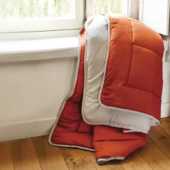Linnea Couette hiver 140x200 cm COCOON BICOLORE Gingembre/Galet garnissage fibre polyester 400g/m2