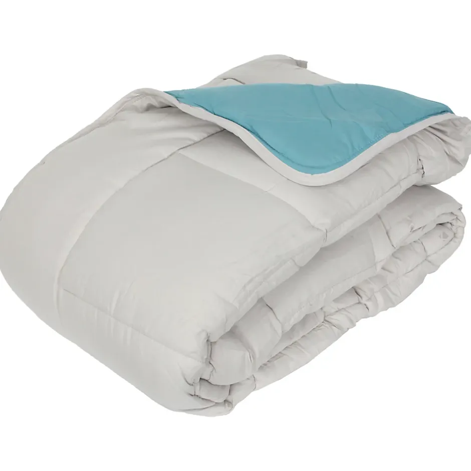 Linnea Couette hiver 260x240 cm COCOON BICOLORE Lac/Galet garnissage fibre polyester 400g/m2 Discount