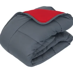 Linnea Couette hiver 240x220 cm COCOON BICOLORE Gris/Rouge garnissage fibre polyester 400g/m2