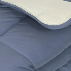Linnea Couette hiver 260x240 cm COCOON BICOLORE Petrole/Mastic garnissage fibre polyester 400g/m2
