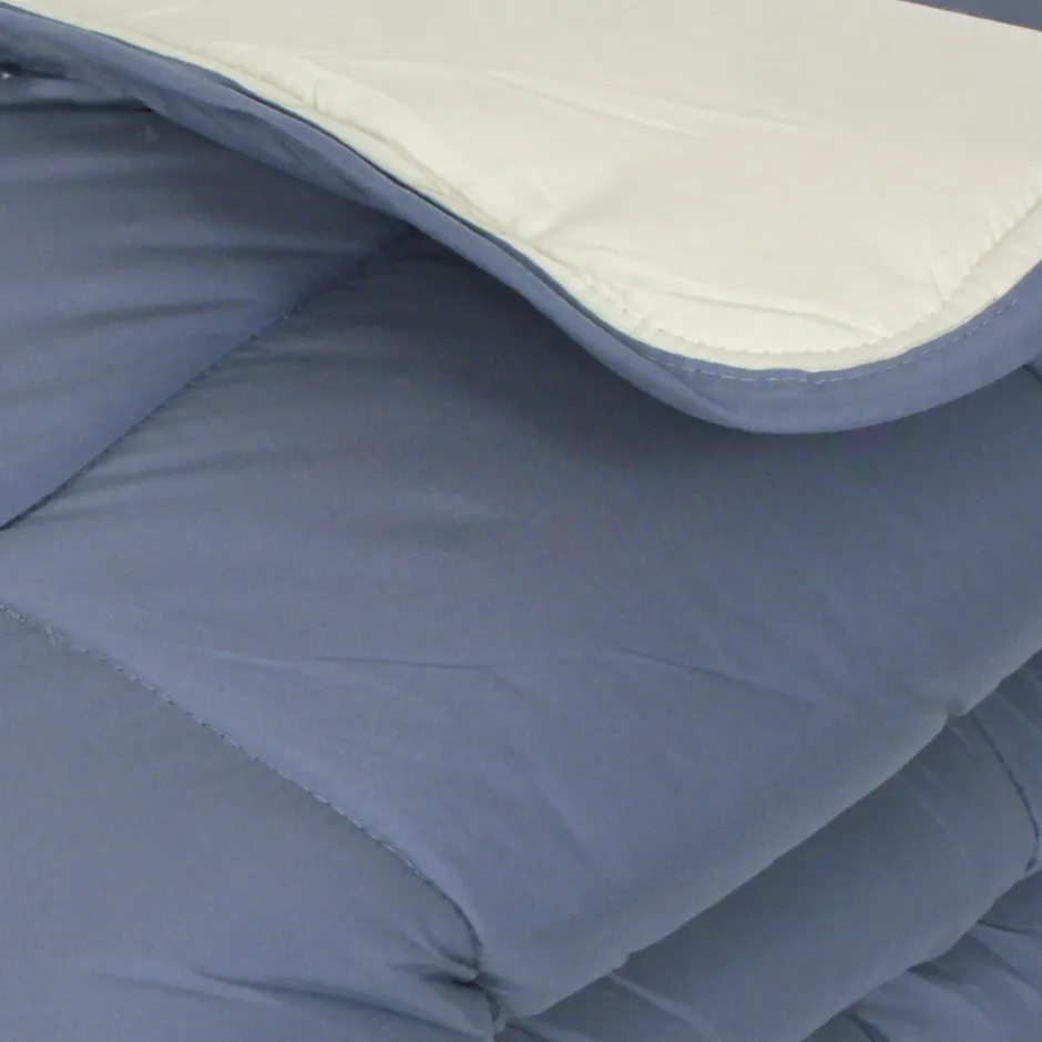 Linnea Couette hiver 260x240 cm COCOON BICOLORE Petrole/Mastic garnissage fibre polyester 400g/m2