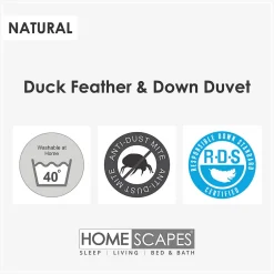 Homescapes Couette hiver 150x200 cm en plumes et duvet de canard 13.5 Tog -