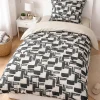 Mortreux Couette légère imprimée / Uni gris clair - 1 personne 140 x200 - 29186 Discount